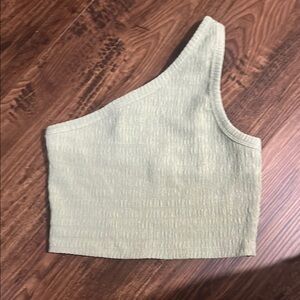 American Rag One-Shoulder Textured Tank Top in sage/green